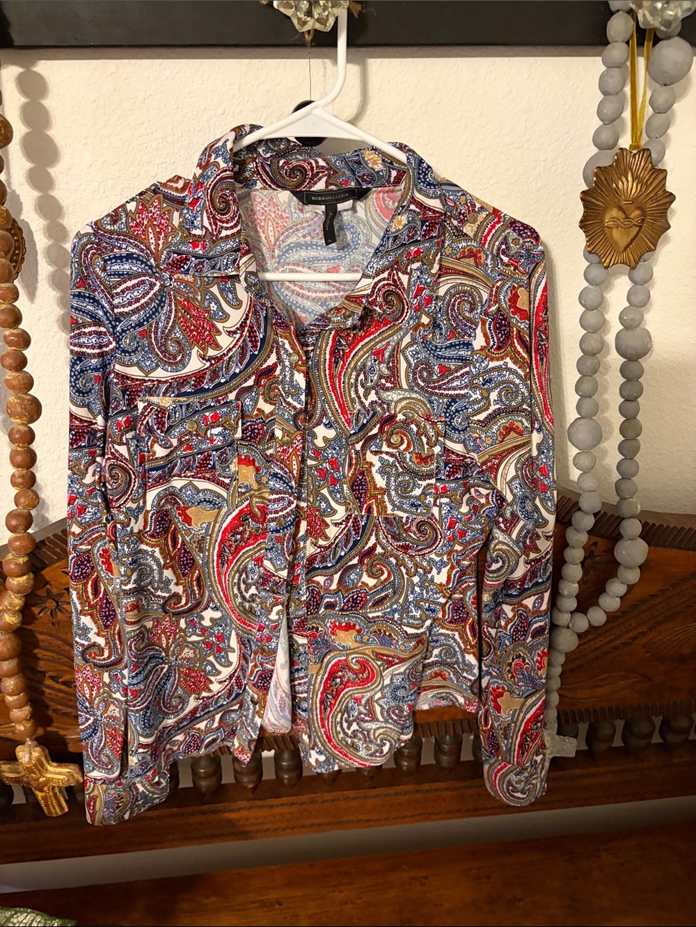BCBGMaxAzria Multicolor Paisley Button-Down Shirt